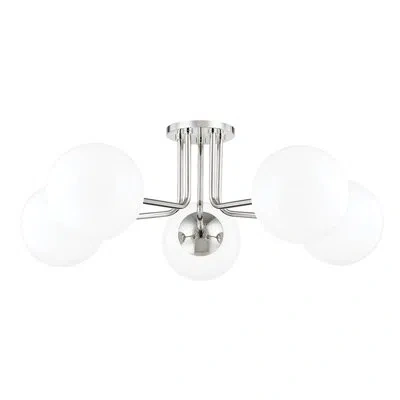 Mitzi Luna 5-light 30" Semi Flush Mount In Polished Nickel