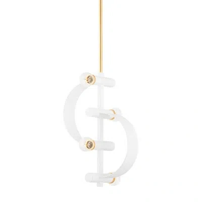 Mitzi Maddie 4-light Single Geometric Pendant In Gold Leaf,white