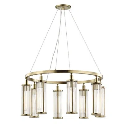 Mitzi Marley 8 - Light Shaded Wagon Wheel Chandelier In Aged Brass