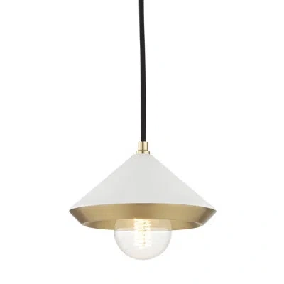 Mitzi Marnie 1 Light Pendant In Aged Brass,white