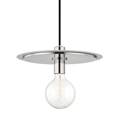 Mitzi Milo 1 - Light Single Geometric Pendant In White,polished Nickel
