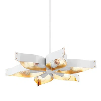 Mitzi Nala 6 Light Chandelier In Soft White,gold Leaf