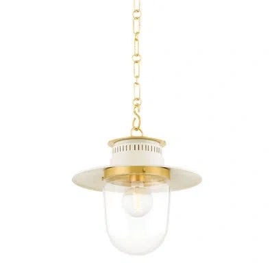Mitzi Nori 1 Light Pendant By Zio & Sons X  In Aged Brass,soft Cream