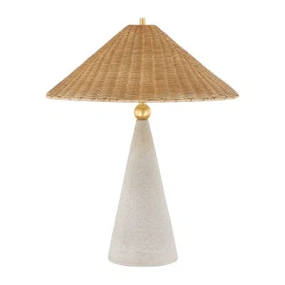 Mitzi Perilla Table Lamp By Daito X  In Aged Brass,ceramic Windswept White