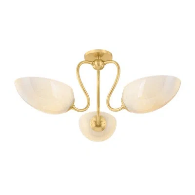 Mitzi Reva 27.5 Inch Wide 3 Light Semi Flush In Aged Brass