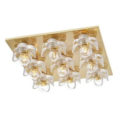 Mitzi Shea 9 Light Flush Mount In Aged Brass