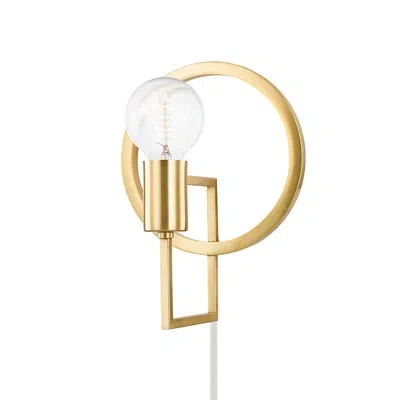 Mitzi Tory 1 Light Plug-in Plug-in Sconce In Aged Brass