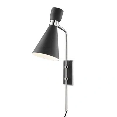 Mitzi Willa 1 Light Plug-in Plug-in Sconce In Polished Nickel,black