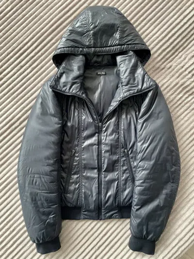 Pre-owned Miu Miu - Fw2002 Detachable Hood Puffer Nylon Bomber Jacket