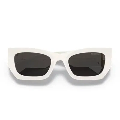 Miu Miu Womens White Mu 09ws Rectangle-frame Acetate Sunglasses