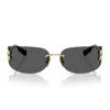 Miu Miu 75mm Oversize Rectangular Wrap Sunglasses In Gold