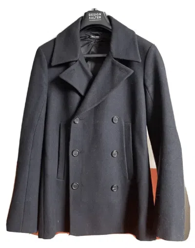 Pre-owned Miu Miu 00's Wool Pea Coat In Black