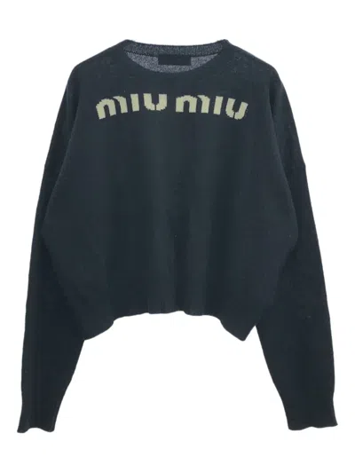 Pre-owned Miu Miu 00s Cashmere Knit Sweater In Blue