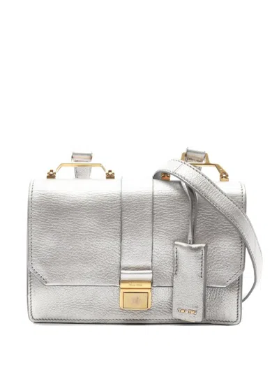 Pre-owned Miu Miu 00s Madras Leather Shoulder Bag In Silver
