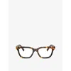 Miu Miu Womens Brown Mu 07xv Rectangle-frame Tortoise Acetate Glasses