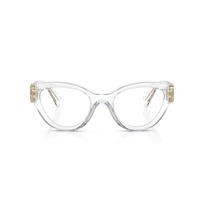 Miu Miu 0mu 01vv Transparent Acetate Cat-eye Eyeglasses In White