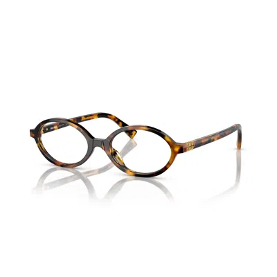 Miu Miu 0mu 01xv Tortoiseshell Oval Sunglasses With Glossy Acetate Finish In White