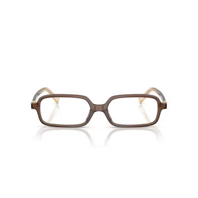 Miu Miu 0mu 01yv Translucent Brown Acetate Rectangular Eyeglasses In White