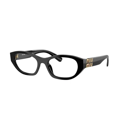 Miu Miu 0mu 03wv Translucent Acetate Eyeglasses With Gold-tone Accents In Black