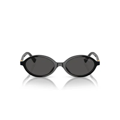 Miu Miu 0mu 04zs Oval-frame Black Acetate Sunglasses
