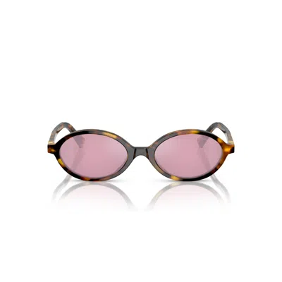 MIU MIU 0MU 04ZS OVAL-SHAPED TORTOISESHELL ACETATE SUNGLASSES