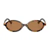 Miu Miu Tortoiseshell-effect Oval-frame Sunglasses In Marrone