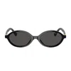 Miu Miu Logo Round Sunglasses In Black