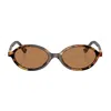 Miu Miu Tortoiseshell-effect Oval-frame Sunglasses In Brown