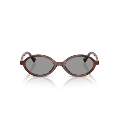 Miu Miu 0mu 04zs Tortoiseshell Oval Frame Sunglasses In Gray