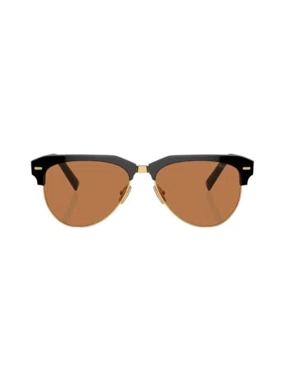 Miu Miu Logo-lettering Navigator-frame Sunglasses In Black