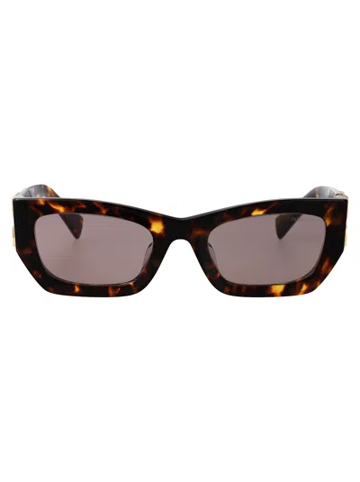 Miu Miu Tortoiseshell-effect Rectangle Sunglasses In Brown
