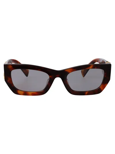 Miu Miu Tortoiseshell-effect Rectangle Sunglasses In Brown