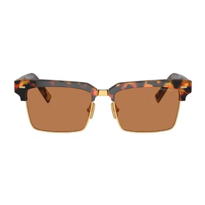 Miu Miu Logo Mixed-media Square Sunglasses In Multicolor