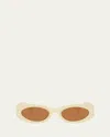 Miu Miu 0mu 11ws Acetate Oval Sunglasses In White