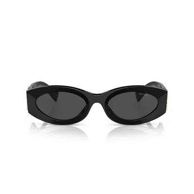 Miu Miu 0mu 11ws Elongated Oval Black Acetate Sunglasses In Red
