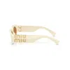 Miu Miu Logo-lettering Square-frame Sunglasses In Neutral