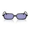 Miu Miu Mu 11zsf Acetate Rectangular Sunglasses In Nero