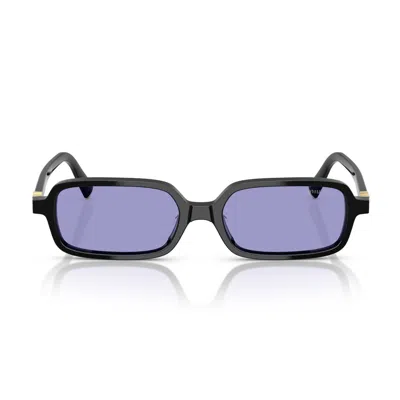 Miu Miu Mu 11zsf Acetate Rectangular Sunglasses In Black