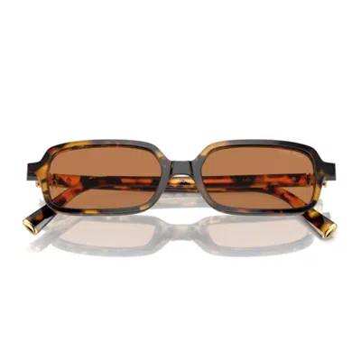 Miu Miu 0mu 11zs Miu Regard Rectangular Honey Havana Sunglasses In Brown