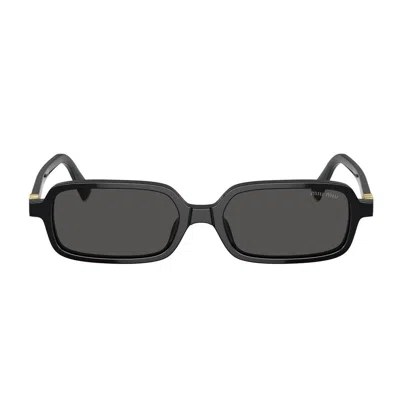 Miu Miu Miu Mens Black Mu 11zs Rectangle-frame Acetate Sunglasses