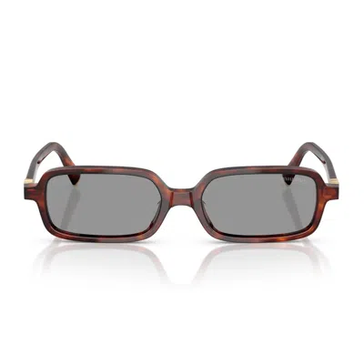 Miu Miu Logo Acetate Rectangle Sunglasses In Brown