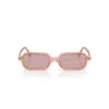 Miu Miu 0mu 11zs Translucent Peach Rectangular Sunglasses In Pink