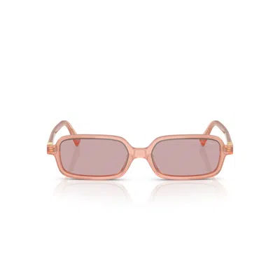 Miu Miu 0mu 11zs Translucent Peach Rectangular Sunglasses In Pink