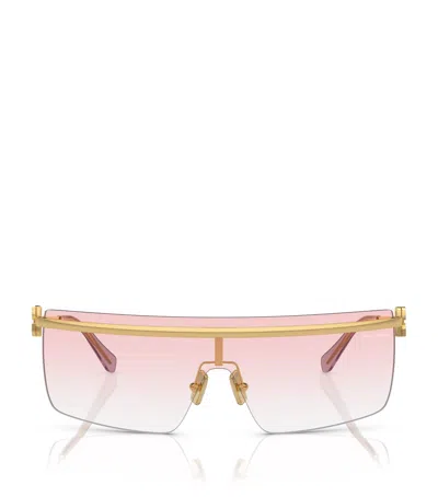 Miu Miu Womens Gold Mu 50zs Irregular-frame Metal Sunglasses In Clear Gradient Pink