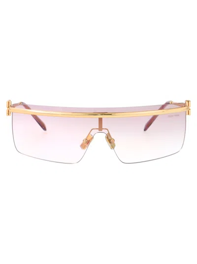 Miu Miu Womens Gold Mu 50zs Irregular-frame Metal Sunglasses In Clear Gradient Pink