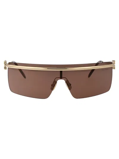 Miu Miu Womens Gold Mu 50zs Irregular-frame Metal Sunglasses In Brown