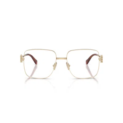 Miu Miu 0mu 51xv Square-shaped Gold-finish Metal Eyeglasses In Multi