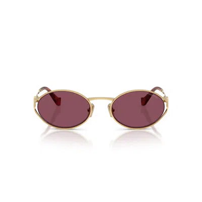 Miu Miu 0mu 52ys Burgundy Lens Oval Sunglasses In Red