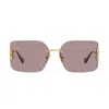 Miu Miu Runway Rimless Square Metal Sunglasses In Gold