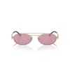 Miu Miu 0mu 54zs Vintage Oval Gold Metal Sunglasses In Gold